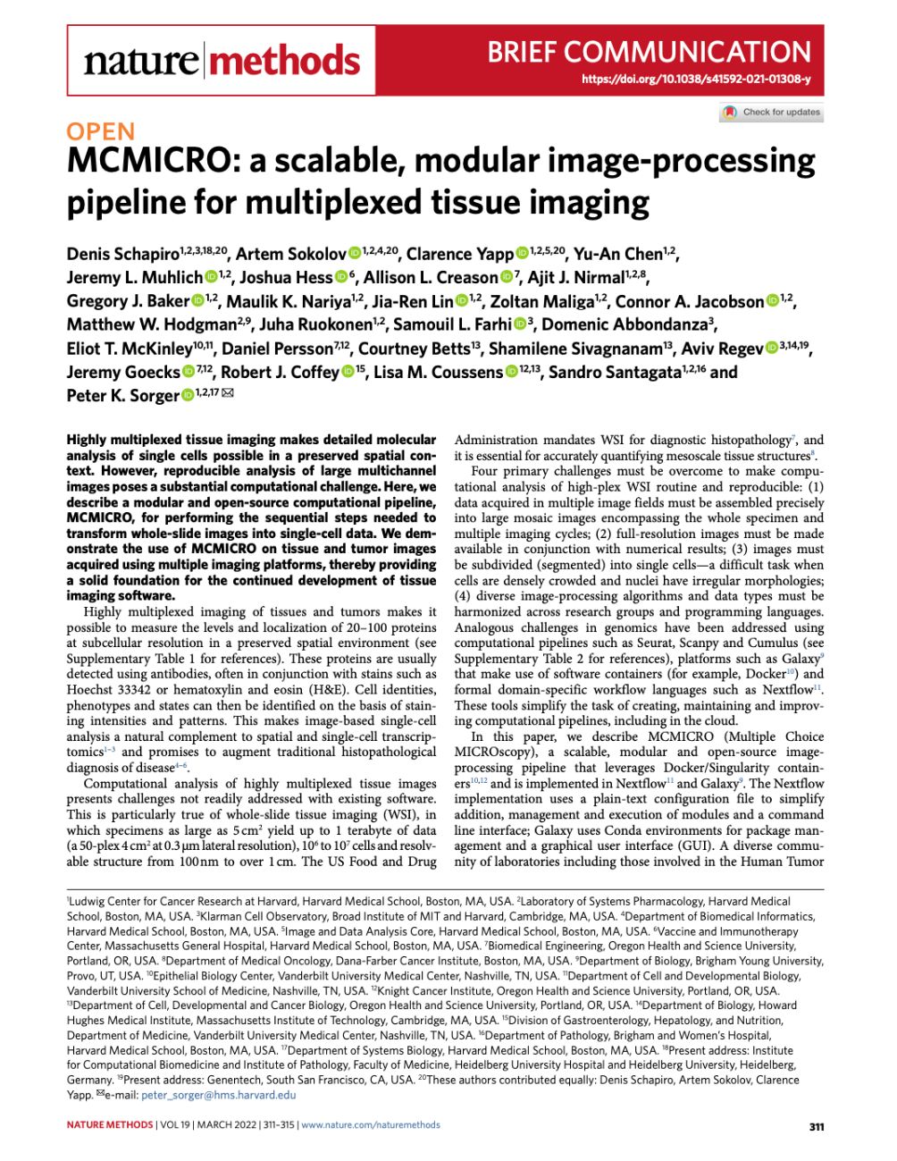 MCMICRO- A scalable, modular image-processing pipeline for multiplexed tissue imaging